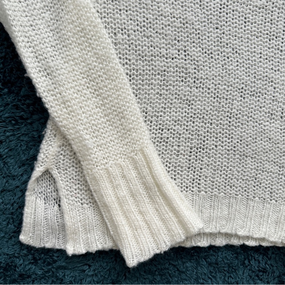 Wooden Ships Wool Mohair Blend Open Knit V Neck Sweater - Picture 5 of 10